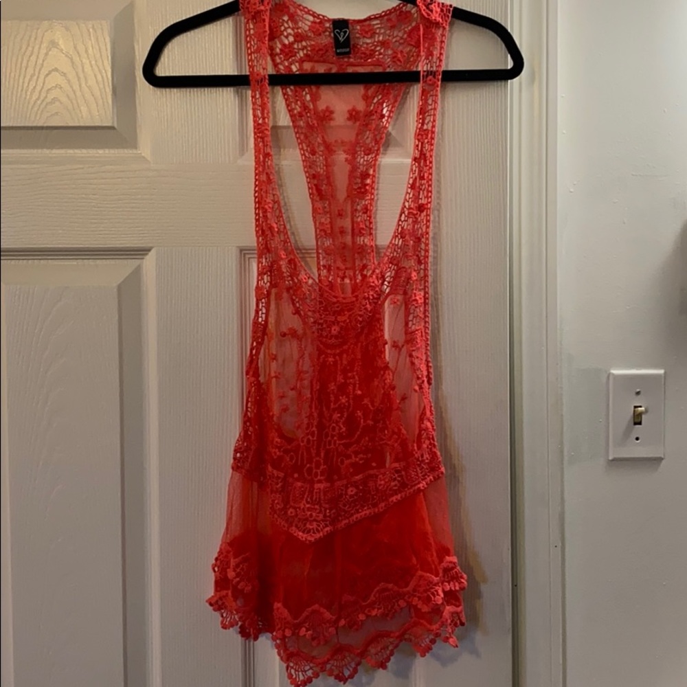 Coral Crochet Tunic